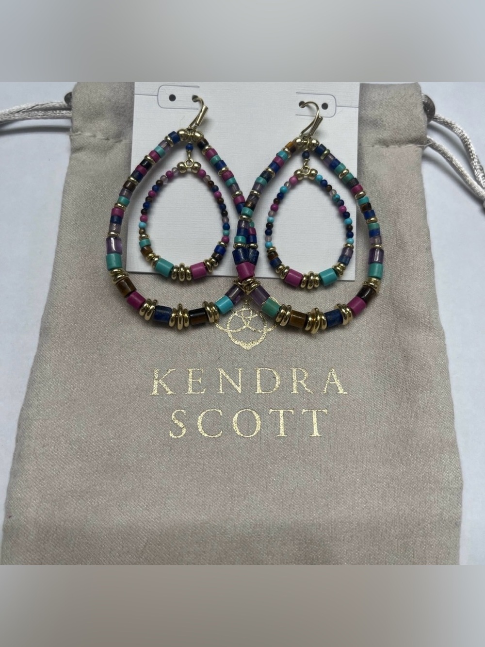 🌟Kendra Scott Bree Multicolor Beaded Teardrop Earrings - Gold Accents 🌟Like New🌟